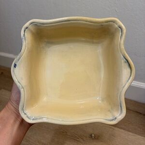 Vintage CE Italian Pottery Square Bowl Made in Italy Cream Glaze Dish